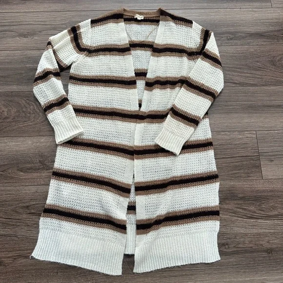 Hem & Thread Striped Open-Front Cardigan Sweater - Lage - Picture 4 of 7